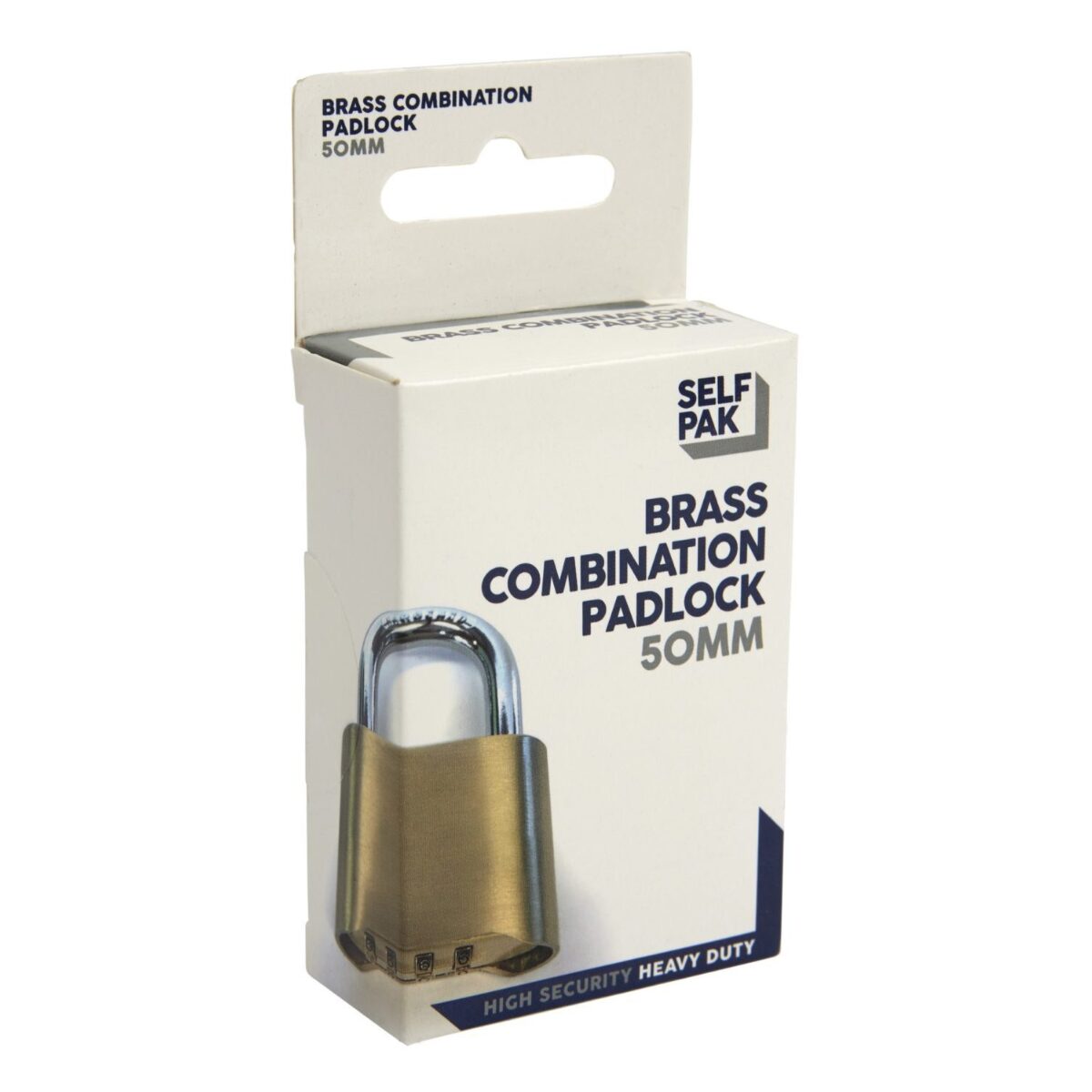 A photo showing Vanguard's Brass Combination Lock, available for sale in their packing materials' section.