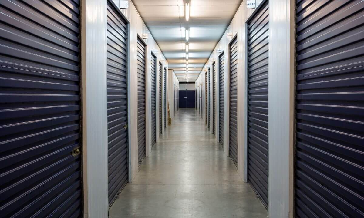 An interior shot of a hallway in one of the Vanguard Self Storage branches.