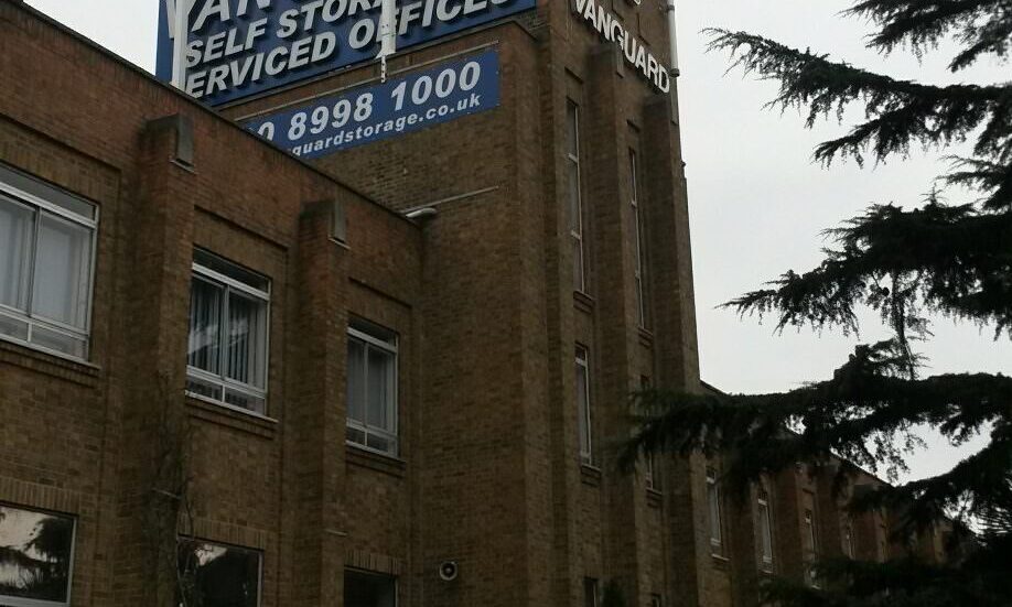 A photo showing the exterior of the Vanguard Self Storage branch in West London.
