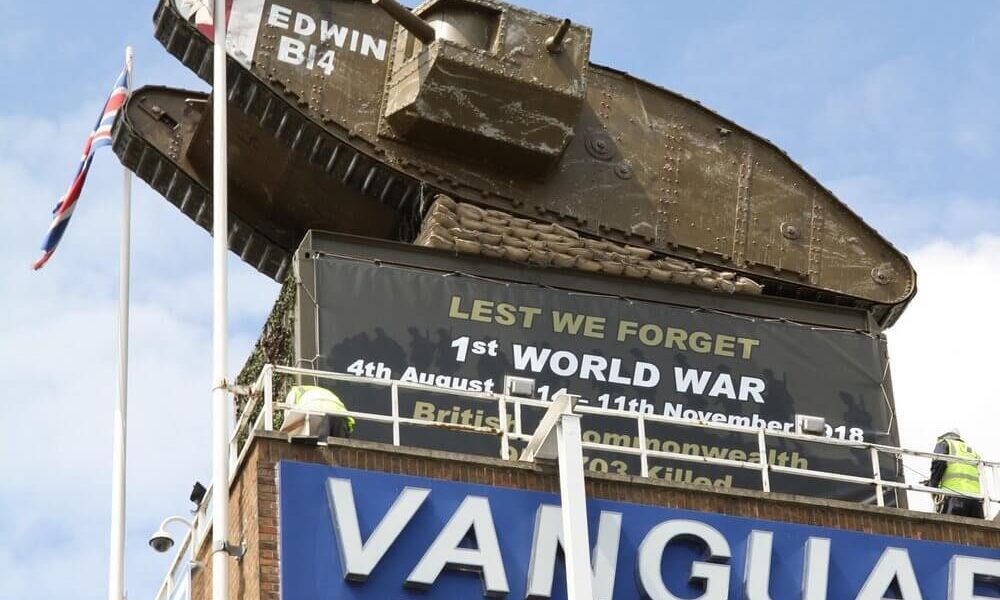 A photo of the Vanguard Edwin tank on top of the roof of the Vanguard West London branch.