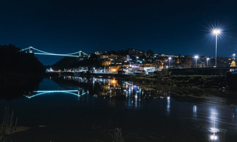 A photo showing a night view of Bristol, where vanguard has a self storage branch.