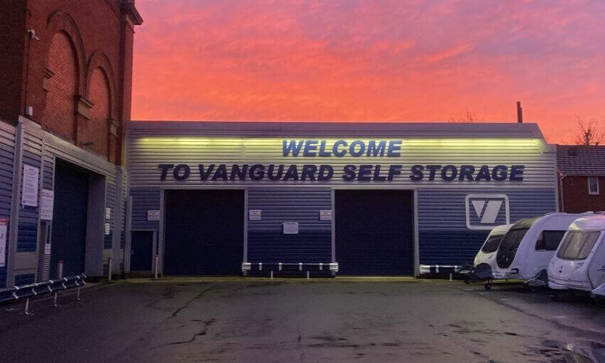 A photo showing the exterior of the Vanguard self storage branch in Salford Manchester.
