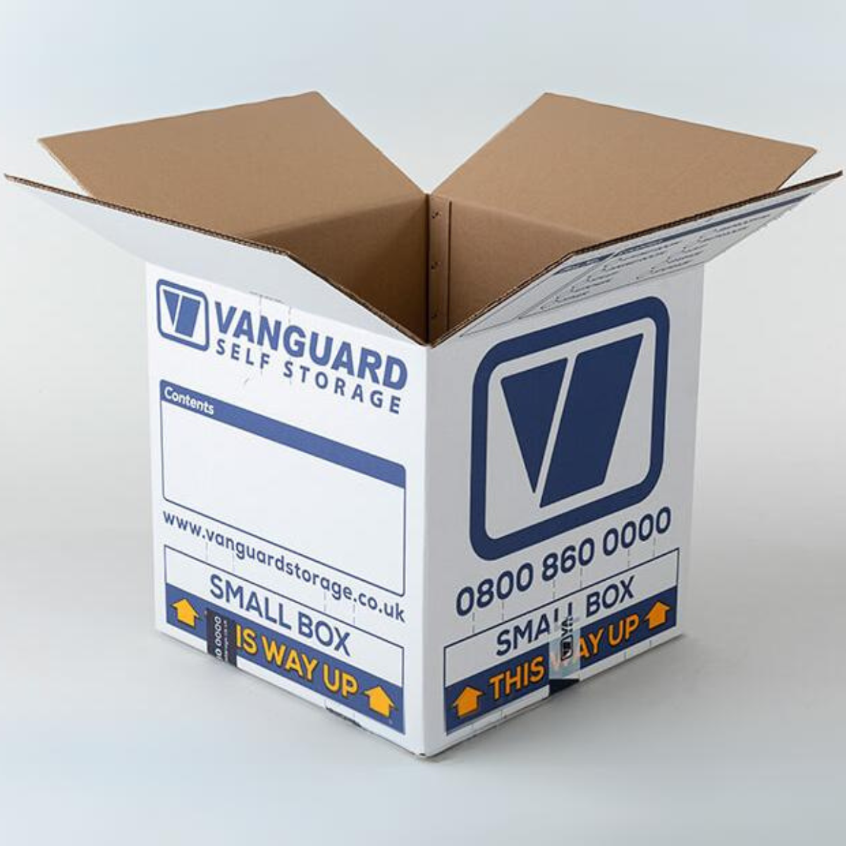A photo showing a Vanguard small cardboard box, available to buy from Vanguard's packing supplies.