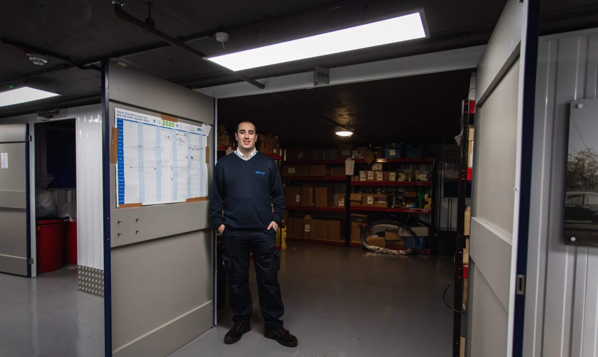 A photo of a Vanguard employee inside one of the Vanguard self storage branches.