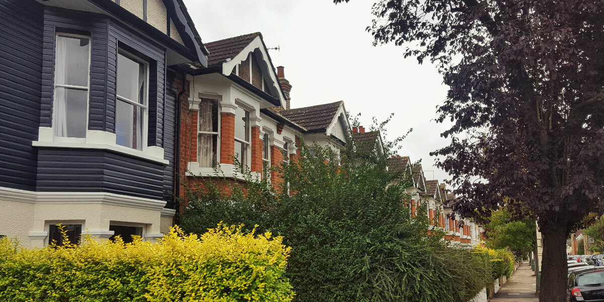 A photo showing a residential street in Ealing, where Vanguard have a self storage branch.
