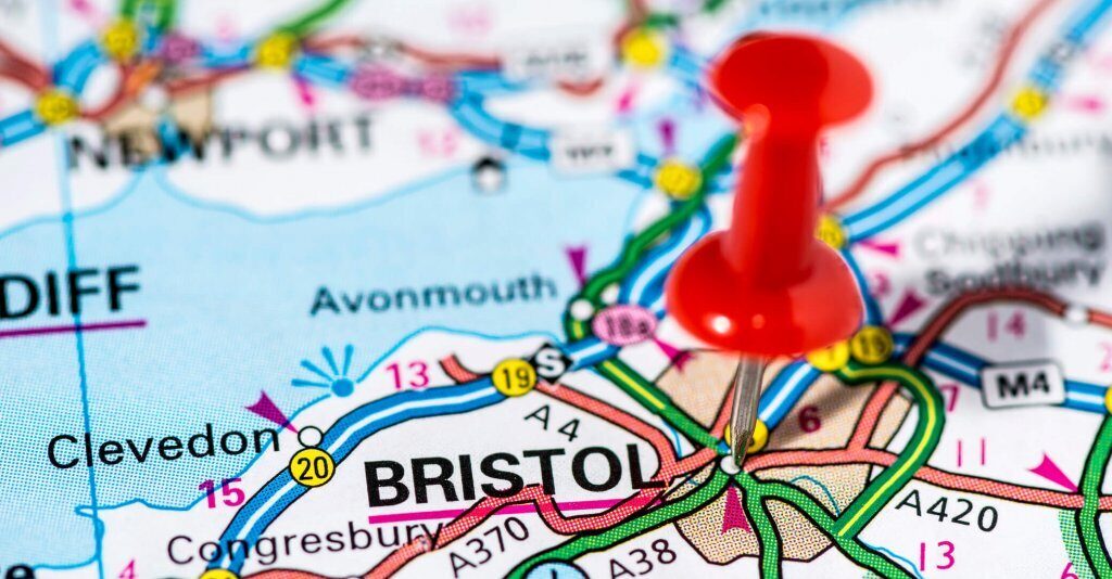 A photo showing a map of Bristol, where Vanguard have a self storage branch.