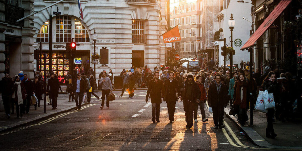 A photo showing people waling in a street in London, where Vanguard have six self-storage branches.