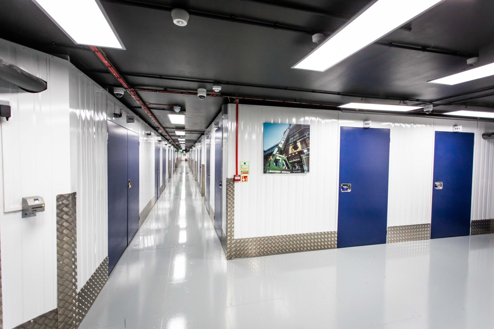 A photo showing a hallway inside of Vanguard's self storage branch in Soho.