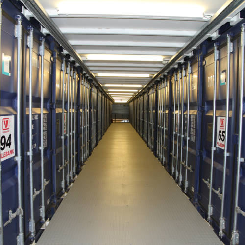 A photo showing the hallway inside Vanguard's container storage in East London.