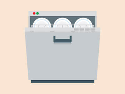A graphic showing a full dishwasher.