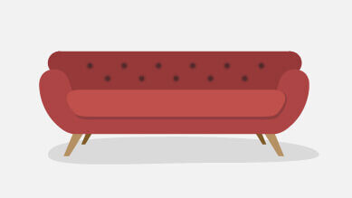 A graphic showing a red sofa on a white background.
