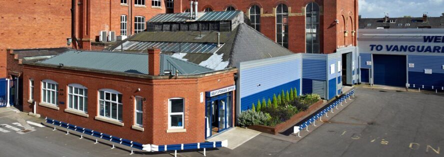 A photo showing an aerial shot of the Vanguard Storage branch in Manchester.